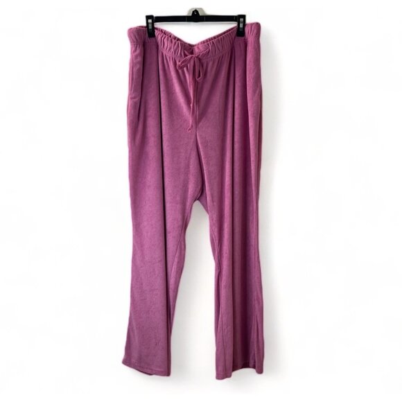 Rebellious One Trendy Plus Size Loop Terry Wide-Leg Pants - Pink, Size 3X, New - Picture 2 of 10